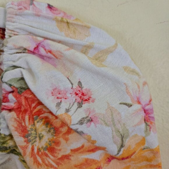 For Love & Lemons Julep Mini Dress Linen Blend Floral Deep V Size M - Picture 8 of 12